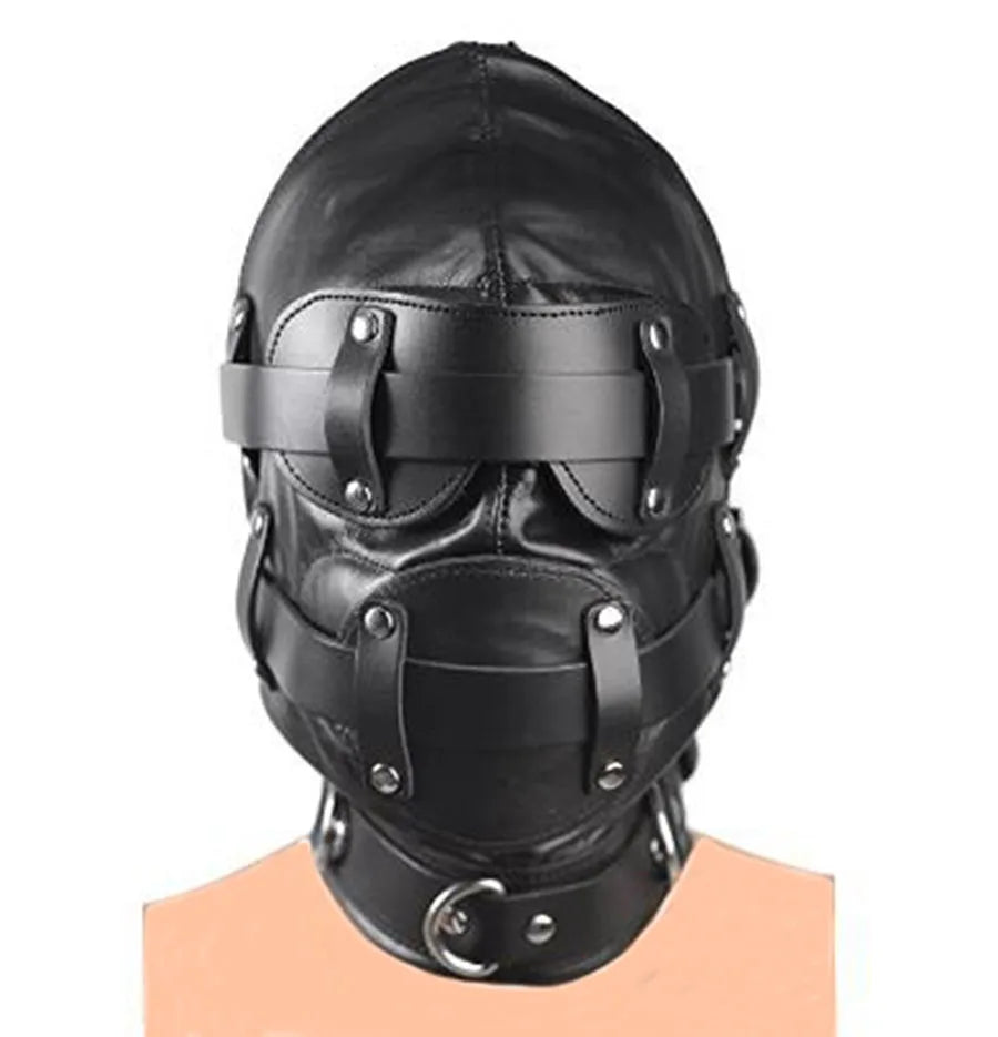 SM Leather Padded Hood Blindfold