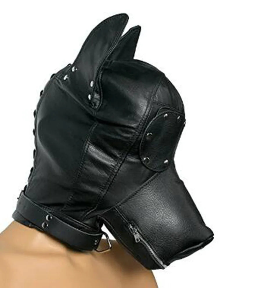 SM Leather Padded Hood Blindfold