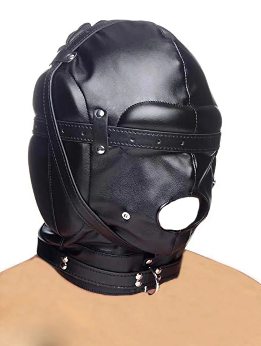 SM Leather Padded Hood Blindfold