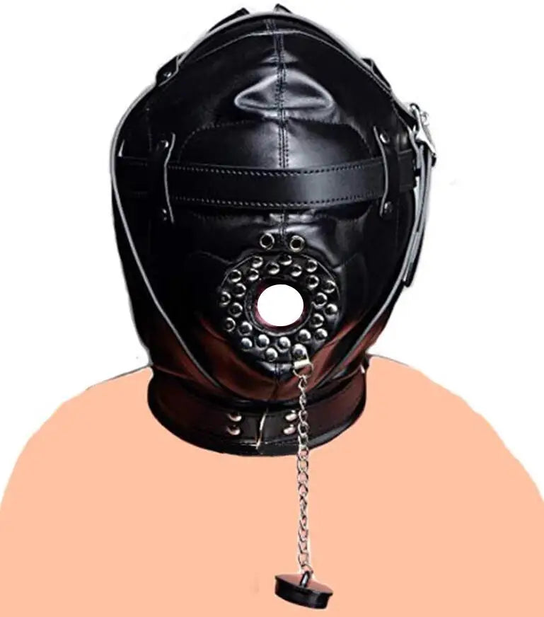 SM Leather Padded Hood Blindfold