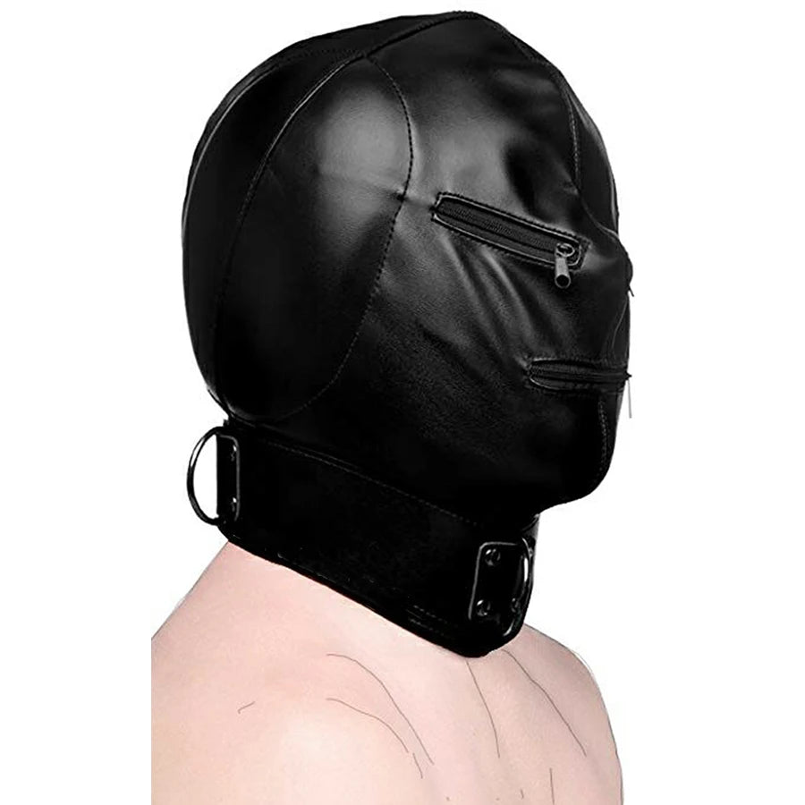 SM Leather Padded Hood Blindfold